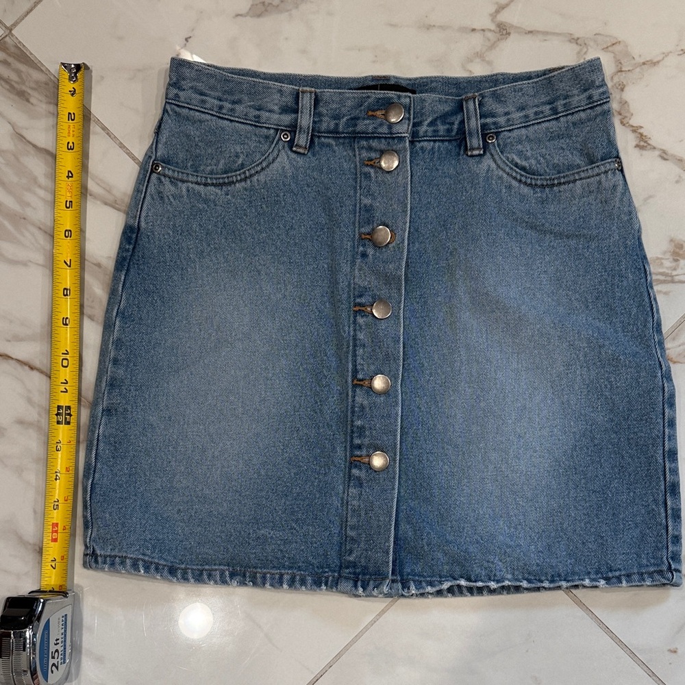 Moda International Button-Front Mini Skirt - Blue Denim